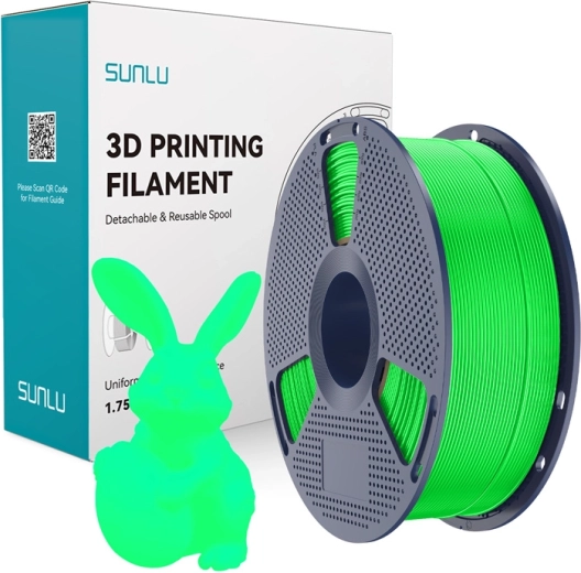 Sunlu PLA-filament dat oplicht in het donker – groen