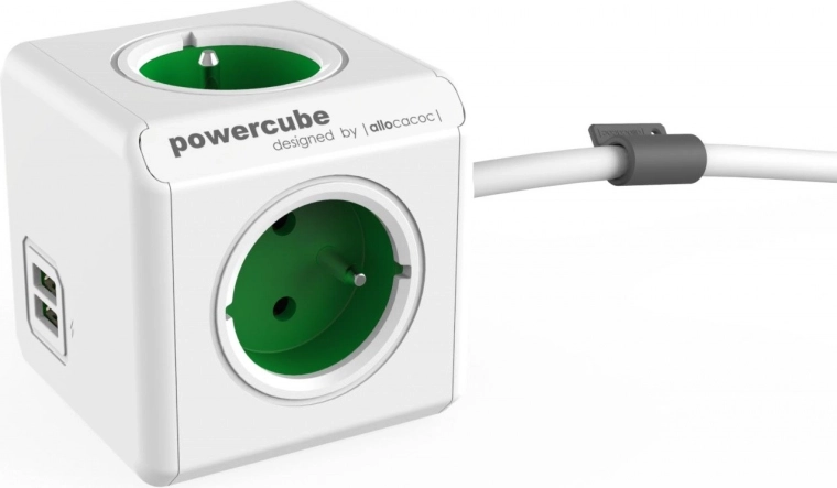 Stekkerdoos PowerCube Extended USB 1,5 m groen