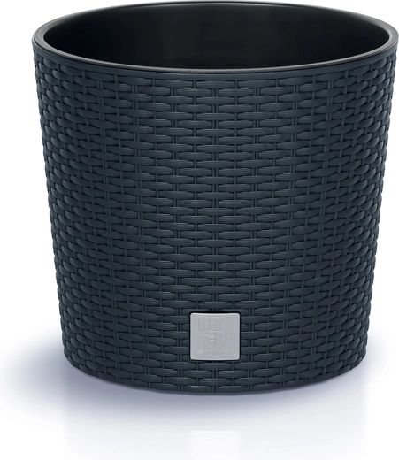 Bloempot Rato Round met inzetstuk 25 cm antraciet