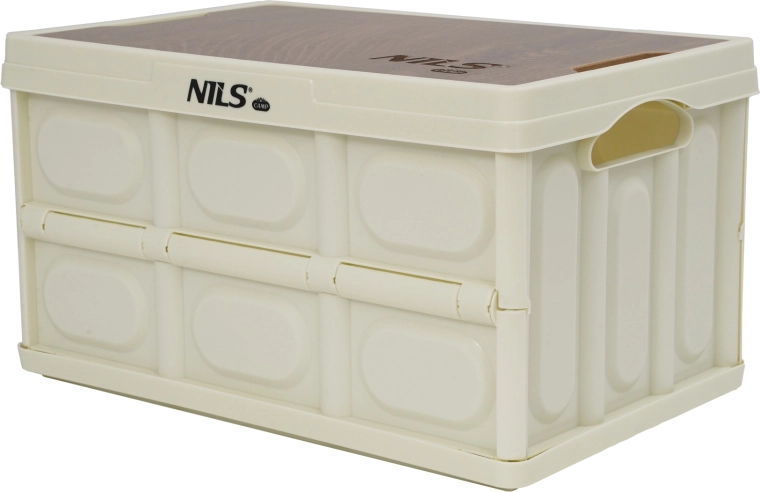Opvouwbare krat met houten deksel 2-in-1 9 l NILS Camp, wit