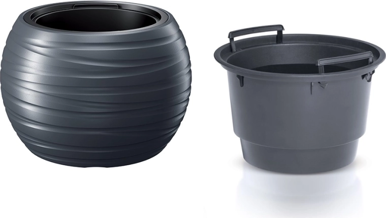 Ronde plantenbak Maze met inzet 39,6 cm – antraciet