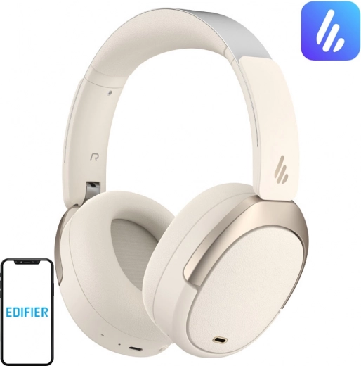 Draadloze koptelefoon Edifier W80 beige met ANC en Hi-Res Audio