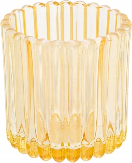 Gele glazen kandelaar 7,5 × 7,5 × 7,5 cm