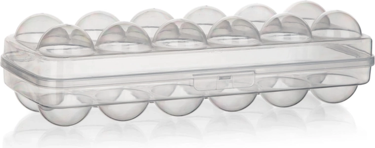 Kunststof eierdoos met deksel en vergrendeling, 12 stuks, 27 cm