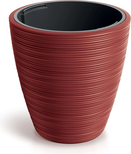 Bloempot Vena round met inzet, retro rood, 19,8 cm