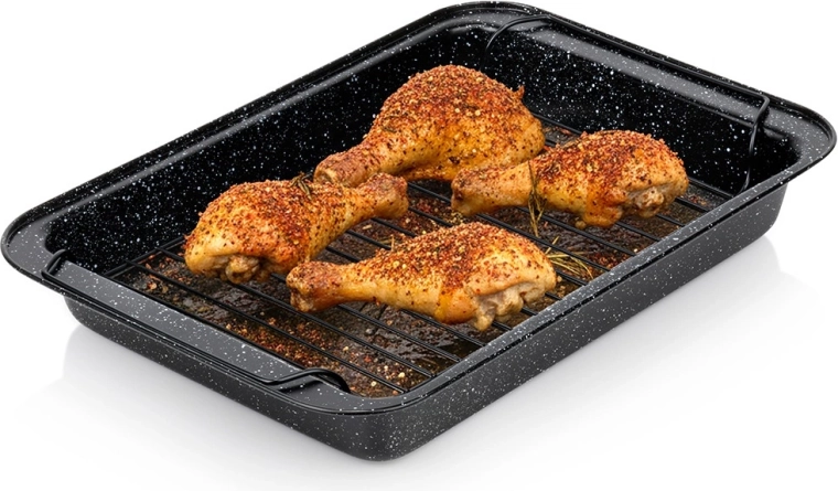 Braadpan met rooster en granieten antiaanbaklaag 37,5 × 25,5 × 5 cm