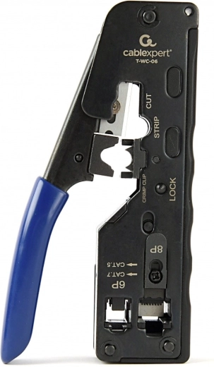 Universele krimptang voor RJ45/RJ12/RJ11-connectoren (pass-through)