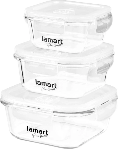 Lamart Air set van 3 vierkante voedselbewaarbakjes