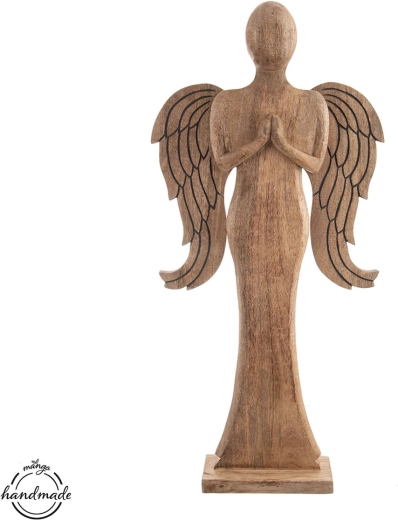Houten engel van mangohout 77,5 cm