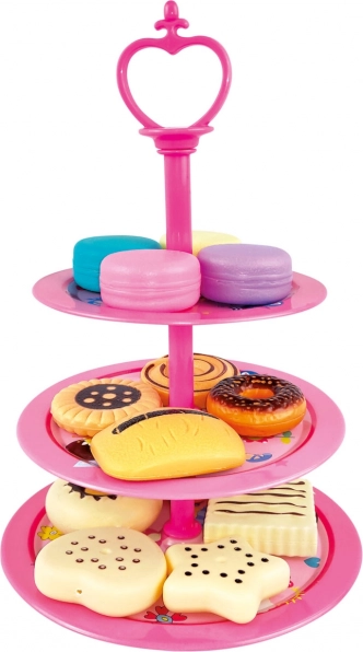 Roze etagère voor gebakjes voor kinderen