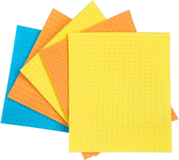 Cellulose sponsdoeken 18 × 15,5 cm, mix van kleuren, 5 stuks