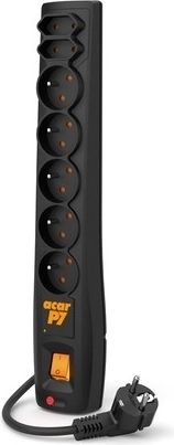 Zwarte verlengdoos P7 - 7 stopcontacten, 1,5 m