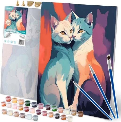 Schilderen op nummer 40 × 50 cm Massido katten