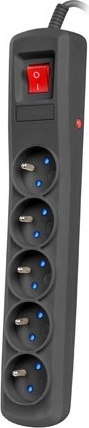 NATEC Bercy 400 overspanningsbeschermde stekkerdoos, 5 stopcontacten, kabel 1,5 m, zwart