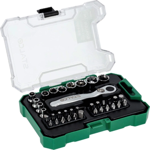 Stalco set ratel, bits en doppen 1/4" (36-delig)