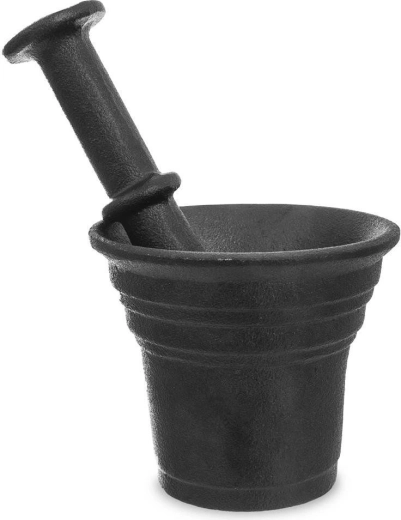 Gietijzeren vijzel voor kruiden zwart