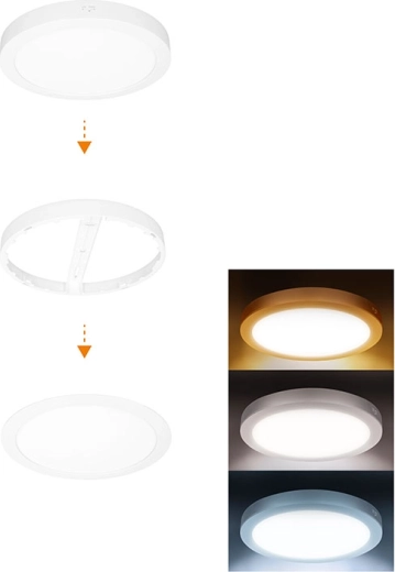Solight LED minipaneel badkamer 2-in-1 3CCT 18 W IP54 wit rond