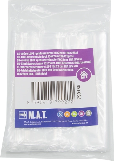 LDPE hersluitbare zakjes 15 × 22 cm, transparant, 25 stuks