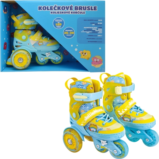 Kinder skeelers met lichtgevende wieltjes geel (maat 26–30)