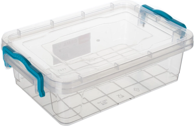 Gema doos rechthoekig 1,8 l met turquoise handgrepen