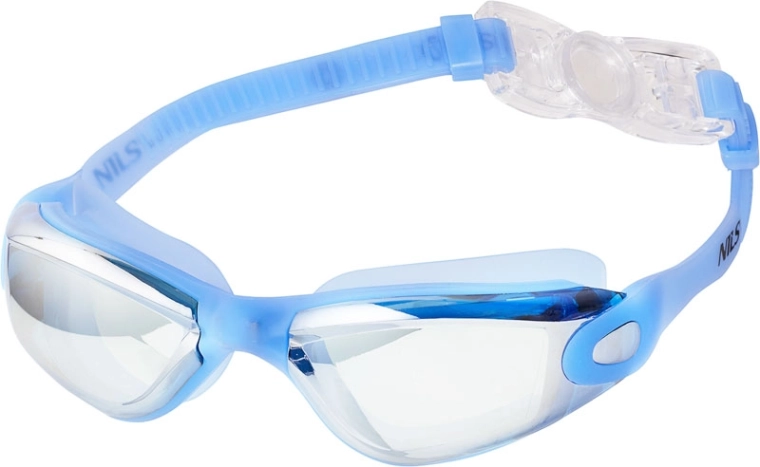 NILS Aqua blauwe zwembril met spiegelende lenzen en Anti-Fog