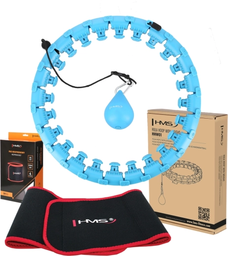 Set masserende hula hoop met gewicht en afslankriem HMS blauw