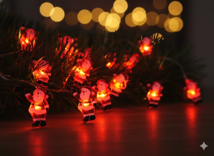 Kerst LED-snoer met mini Kerstmannen, 20 lampjes, op batterijen