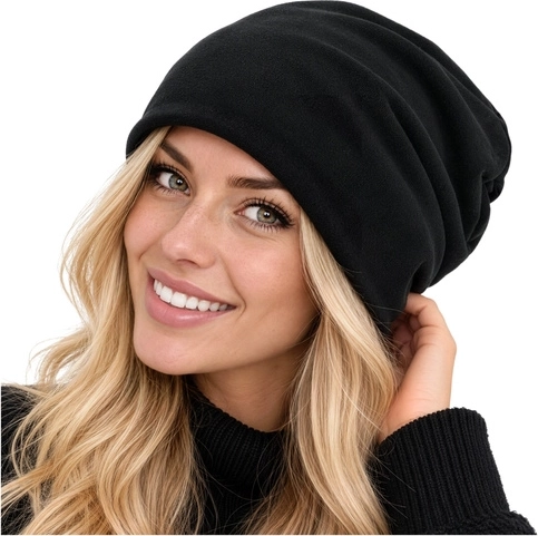 Wintermuts beanie Trizand zwart met fleecevoering