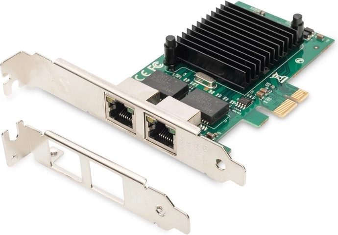 PCI Express-netwerkkaart 2x RJ45 Gigabit 10/100/1000Mbps met low-profile