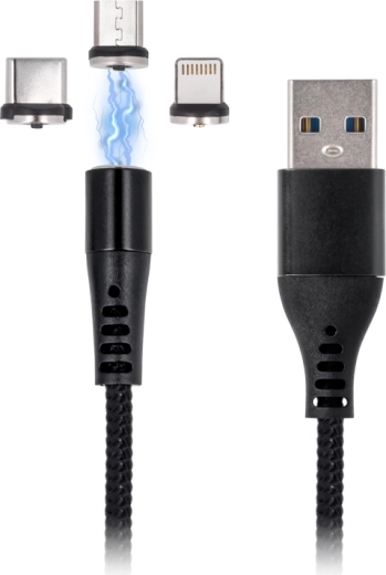 Maxlife magnetische oplaadkabel 3-in-1 1 m, 2 A, zwart