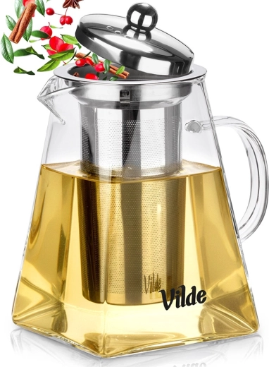 Glazen theepot met roestvrijstalen theefilter 920 ml