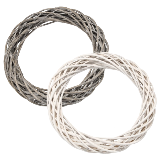 Rieten krans 40 cm in wit of grijs