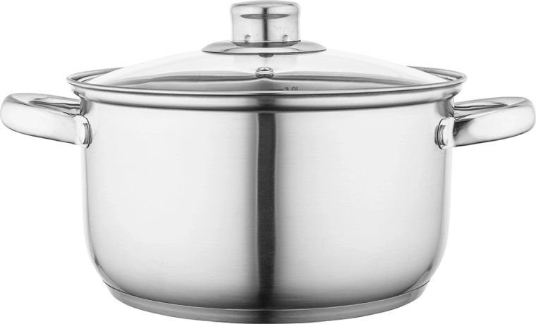 Roestvrijstalen pan Fabio 20 cm, 3,6 l met glazen deksel