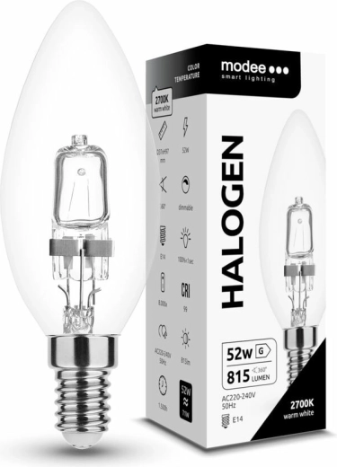 Modee ECO halogeenlamp kaars C35 52 W E14 warm wit