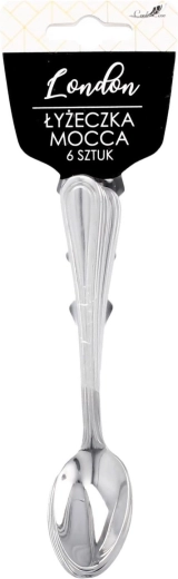 Set van 6 mokkalepels London van roestvrij staal