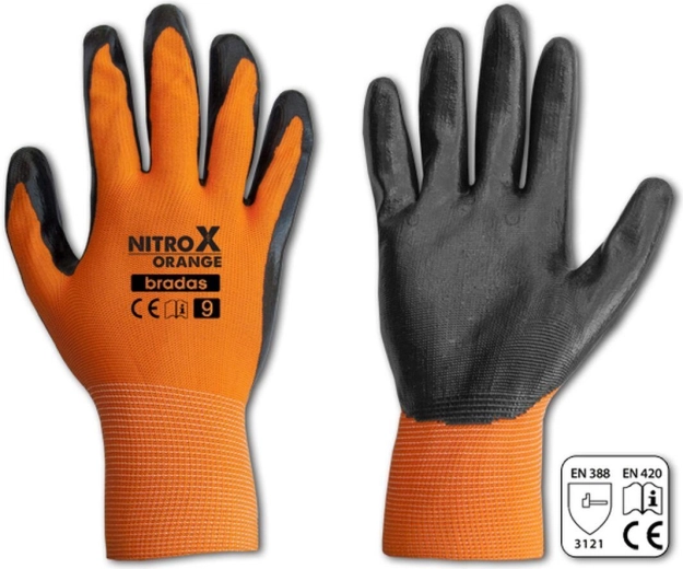 Werkhandschoenen van nitril NITROX ORANGE, maat 10
