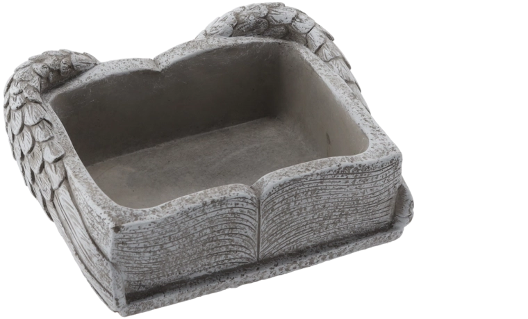 Cementen grafvaas in boekvorm met vleugels grijs 22 × 18 × 9,5 cm