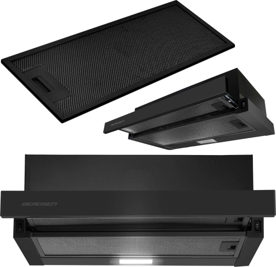 Uittrekbare afzuigkap 50 cm zwart BERDSEN