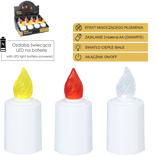 LED-kaars voor graflantaarn met flikkerende vlam 10,5 cm – mix kleuren