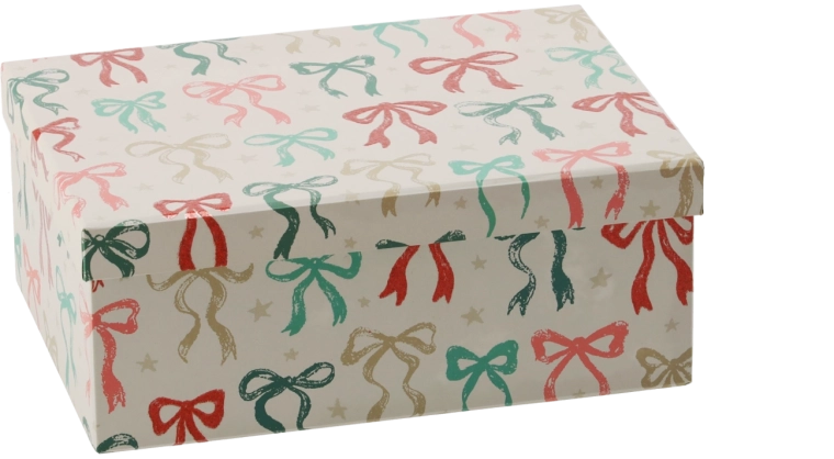 Kerstcadeaudoosje met strik 23 × 16,5 × 9 cm - 1 stuk