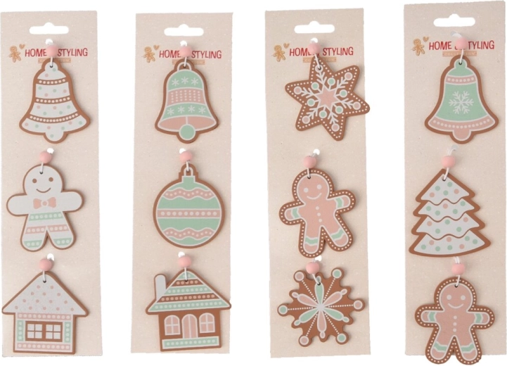 Hangende houten decoratie set 3 stuks (mix van 4 motieven)