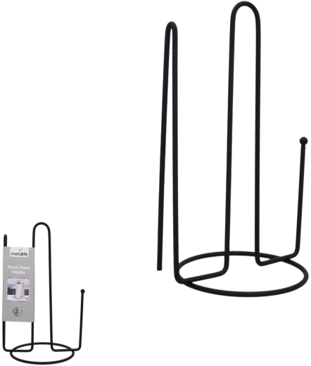 Metalen keukenrolhouder met bamboe-accent, matzwart