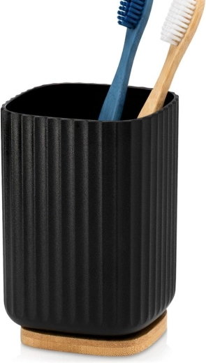 Vilde badkamerbeker voor tandenborstels zwart 7,5 x 11 cm - 1 stuk