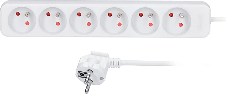Solight verlengsnoer 6 stopcontacten wit 5 m