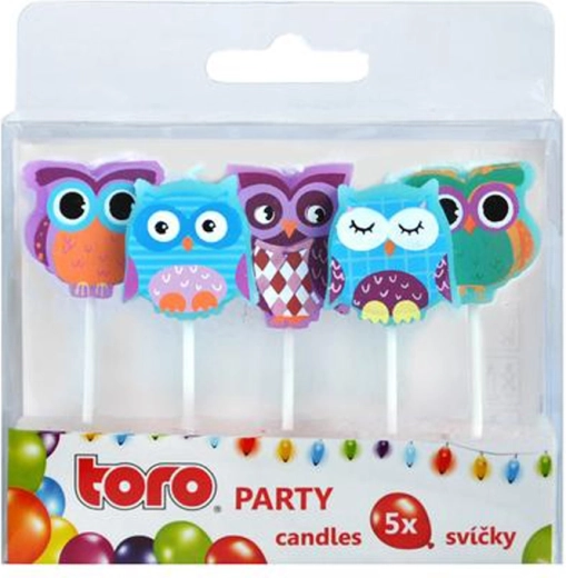 Insteekbare taartkaarsjes TORO uiltjes, 5 stuks