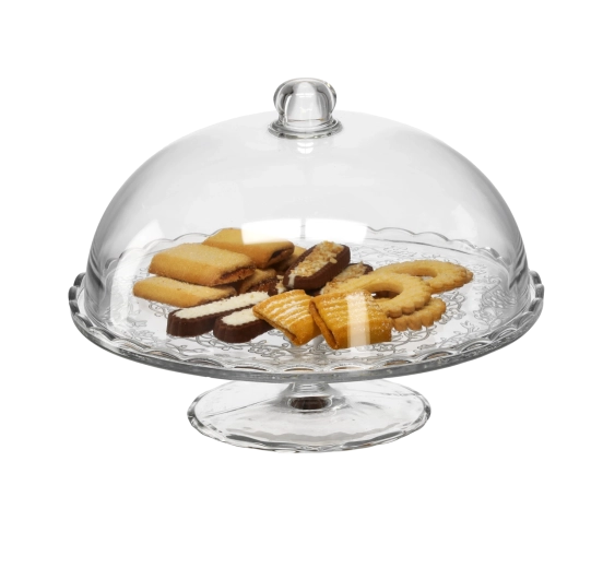 Glazen etagère met stolp 29 cm