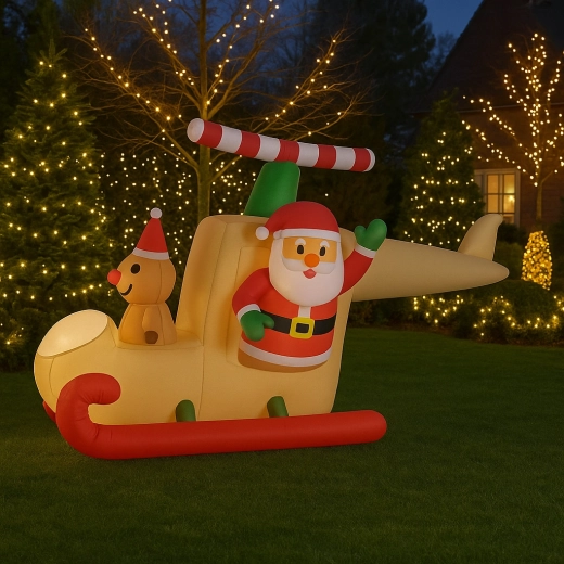 Opblaasbare Kerstman in slee met LED, 160 cm