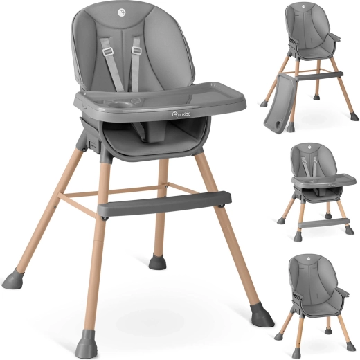 Eetstoel NUKIDO Tilo 3-in-1 grijs