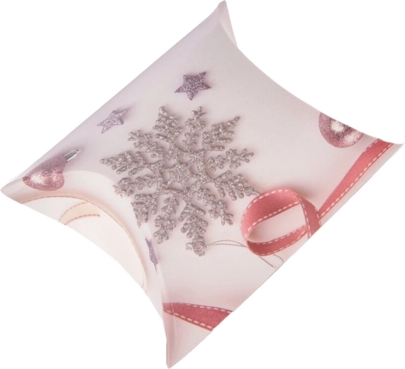 Roze kerstvouwdoosje van papier 16 × 11 cm