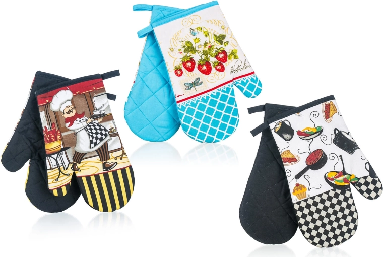 Keukenovenwanten met magneet, 27 × 17 cm, set van 2 stuks, mix van decoraties